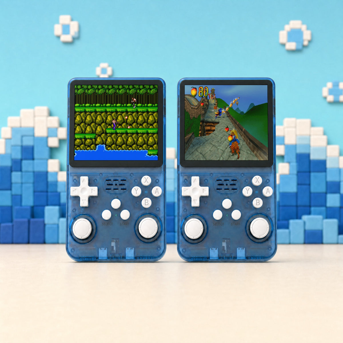 Retro Advance in Lake Blue, 2 handhelds