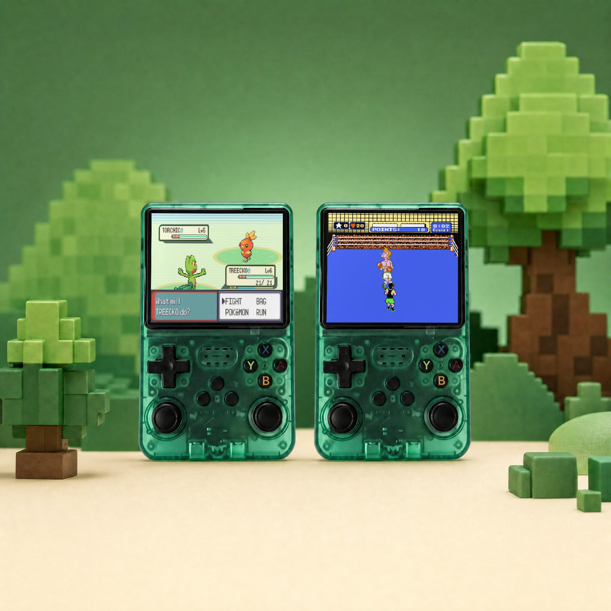 Retro Advance in Green, 2 handhelds