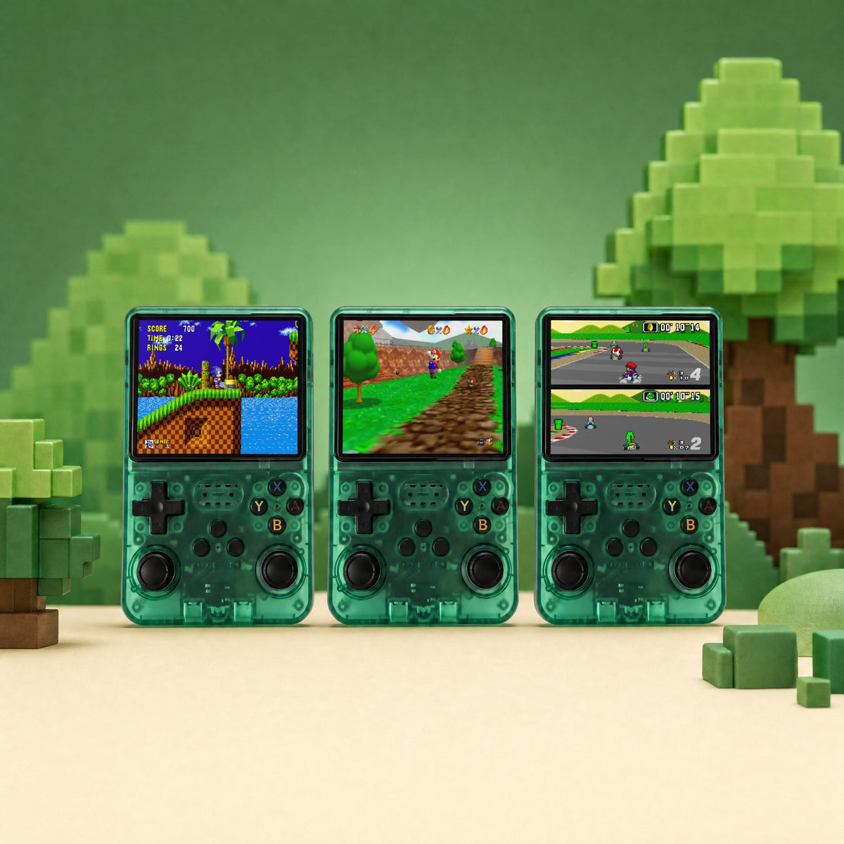 Retro Advance in Green, 3 handhelds