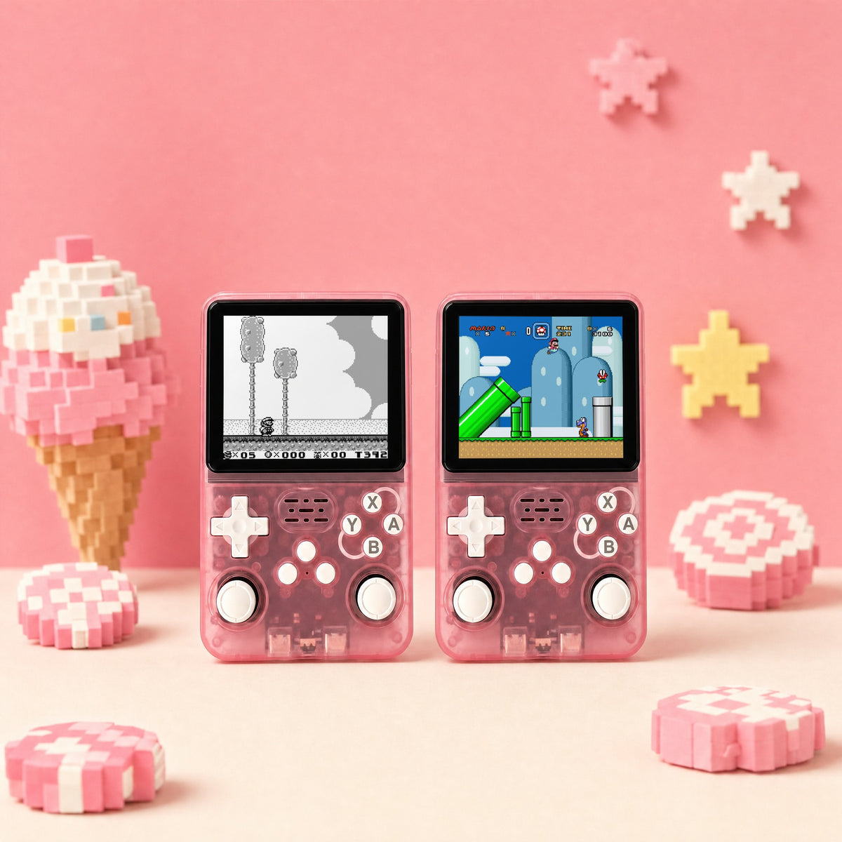 Retro Advance in Pink, 2 handhelds