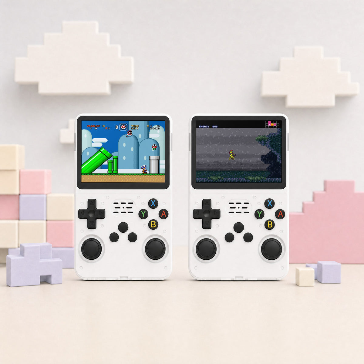 Retro Advance in White, 2 handhelds