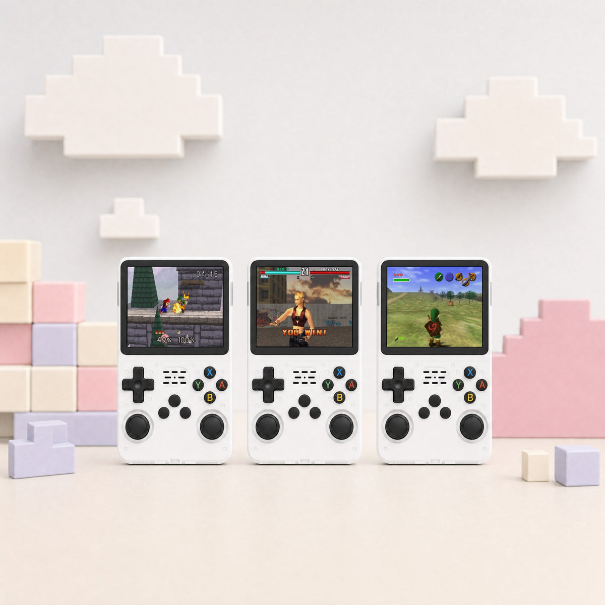 Retro Advance in White, 3 handhelds